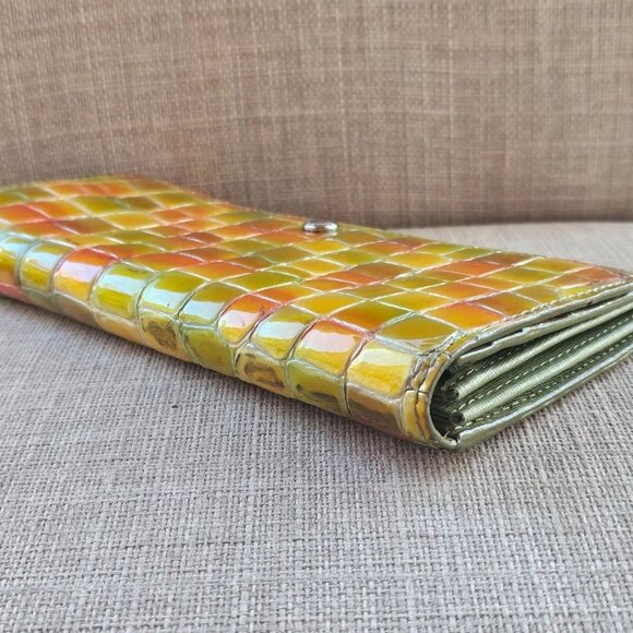 Cocco Fiore Women Clutch Wallet Multi Color Patent Leather Card Holder Purse - Picture 7 of 16